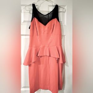 Pink Bebe bodycon peplum dress